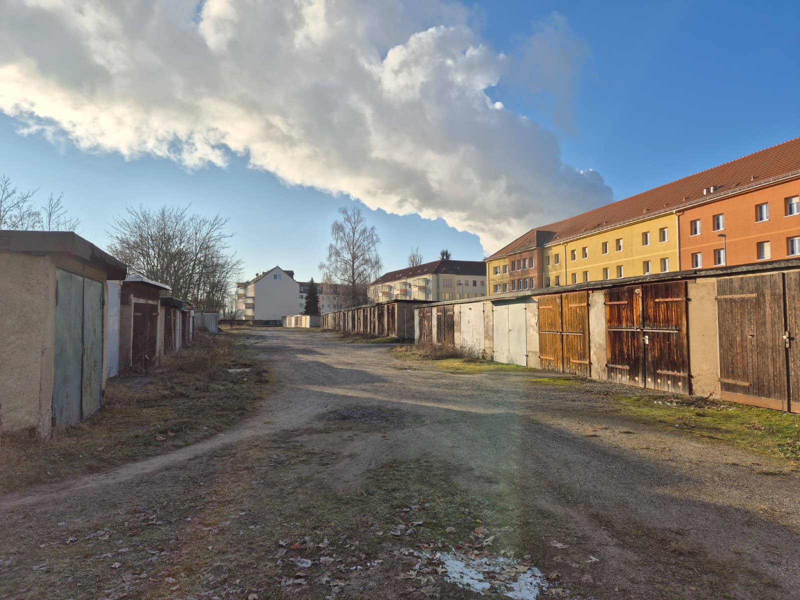 Garagenhof in Böhlen vor der Bebauung